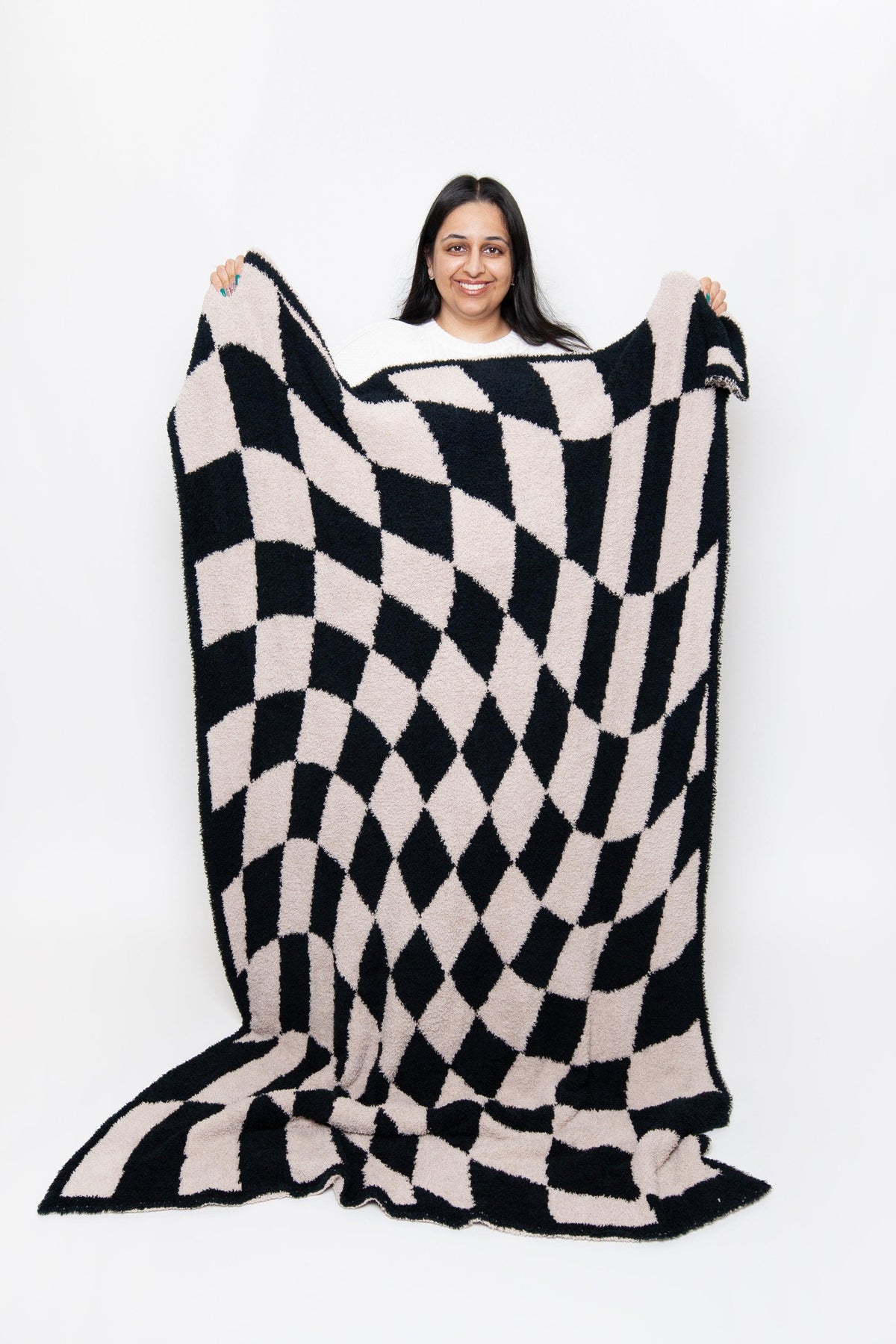 Tap Shoe & Rainy Day Wavy Checker Print Extended Throw-8