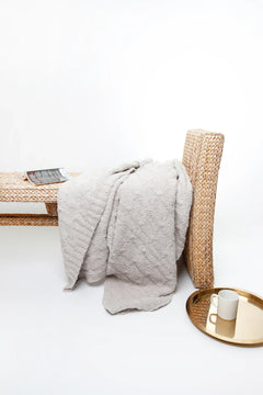 Foggy Dew Cable Knit Print Throw-3