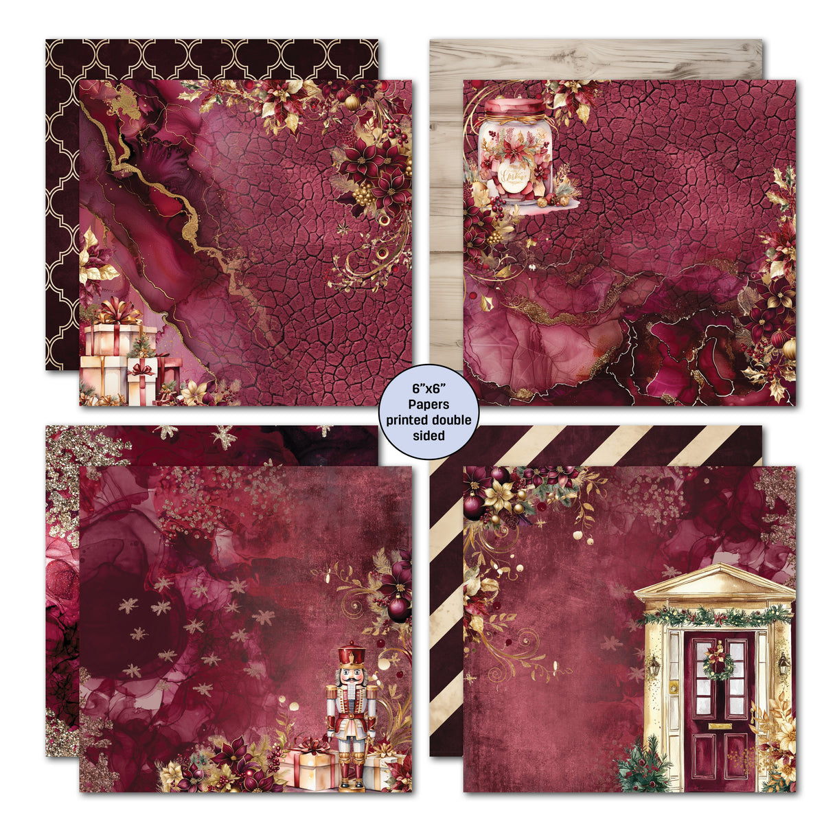 Pack de papier 6x6 motifs Sugarplum Wreath de 3Quarter Designs-3