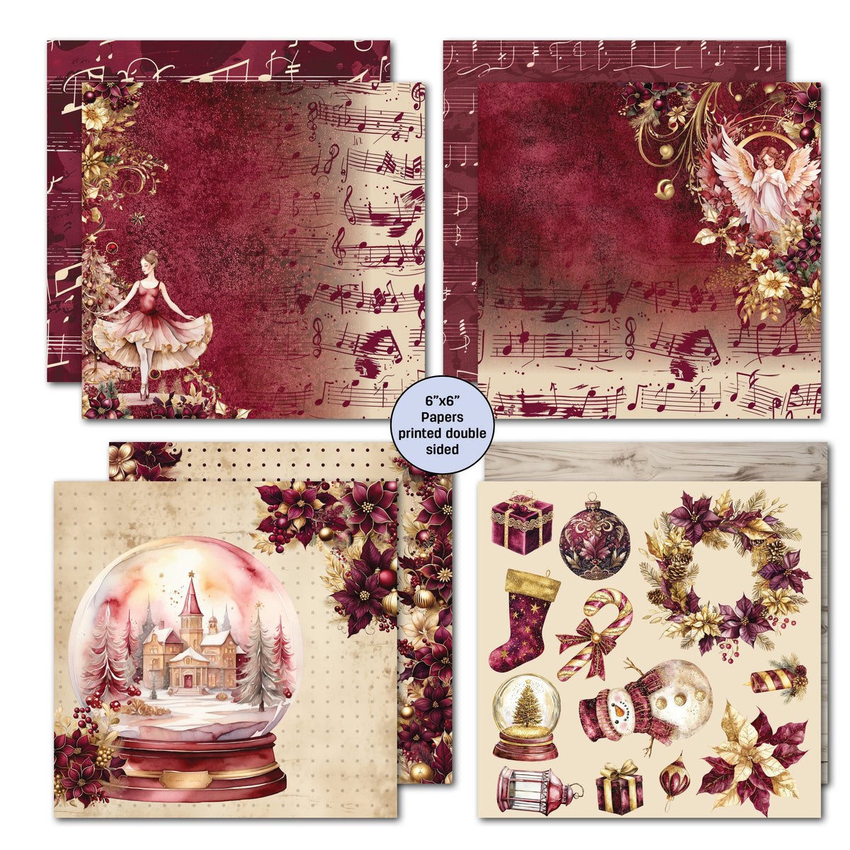 Pack de papier 6x6 motifs Sugarplum Wreath de 3Quarter Designs-4