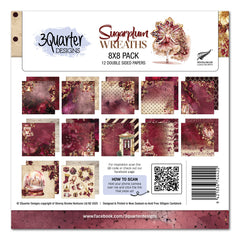 Lot de papiers 8x8 « Sugarplum Wreath » 3Quarter Designs-1