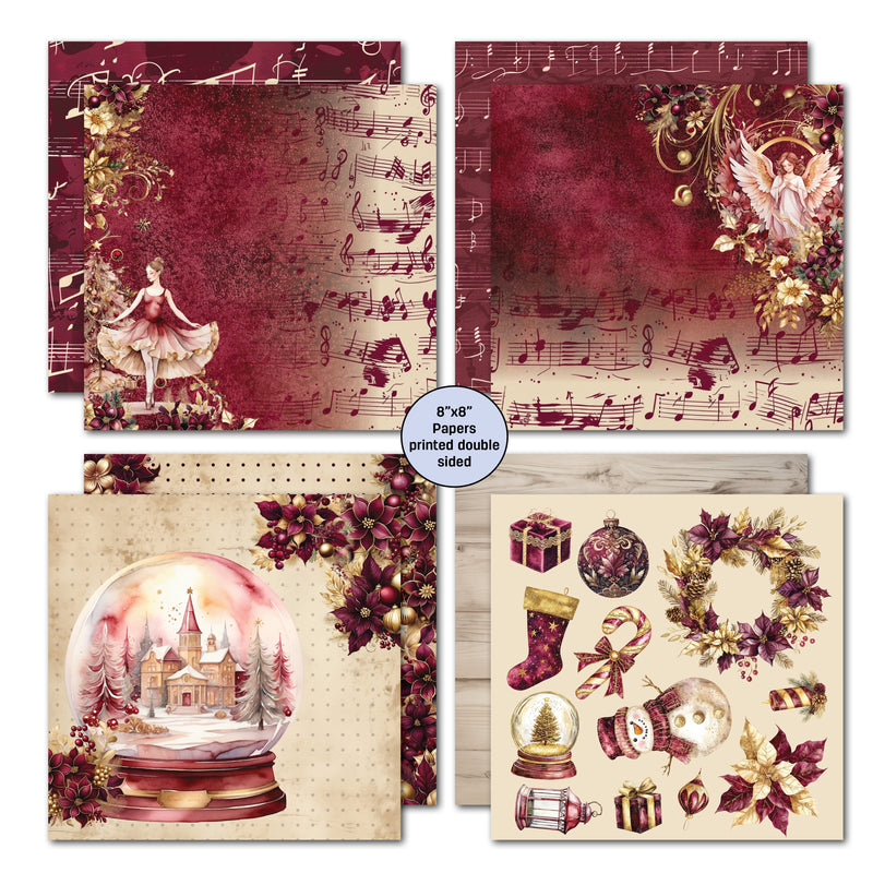 Lot de papiers 8x8 « Sugarplum Wreath » 3Quarter Designs-4