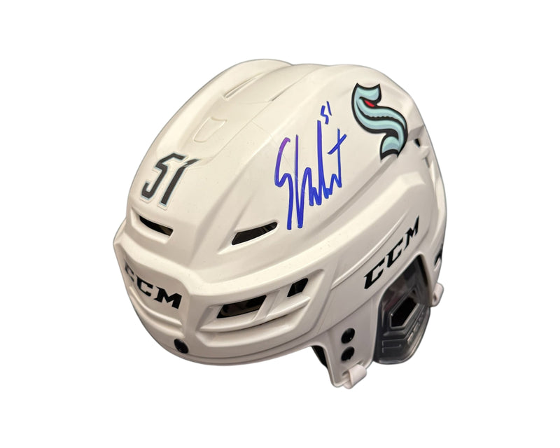 Shane Wright Autographed Seattle Kraken White CCM Replica Helmet-1