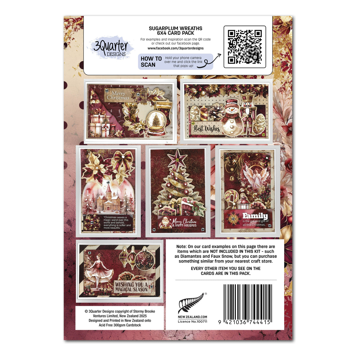 3Quarter Designs Sugarplum Wreath  6x4 Card Pack-2