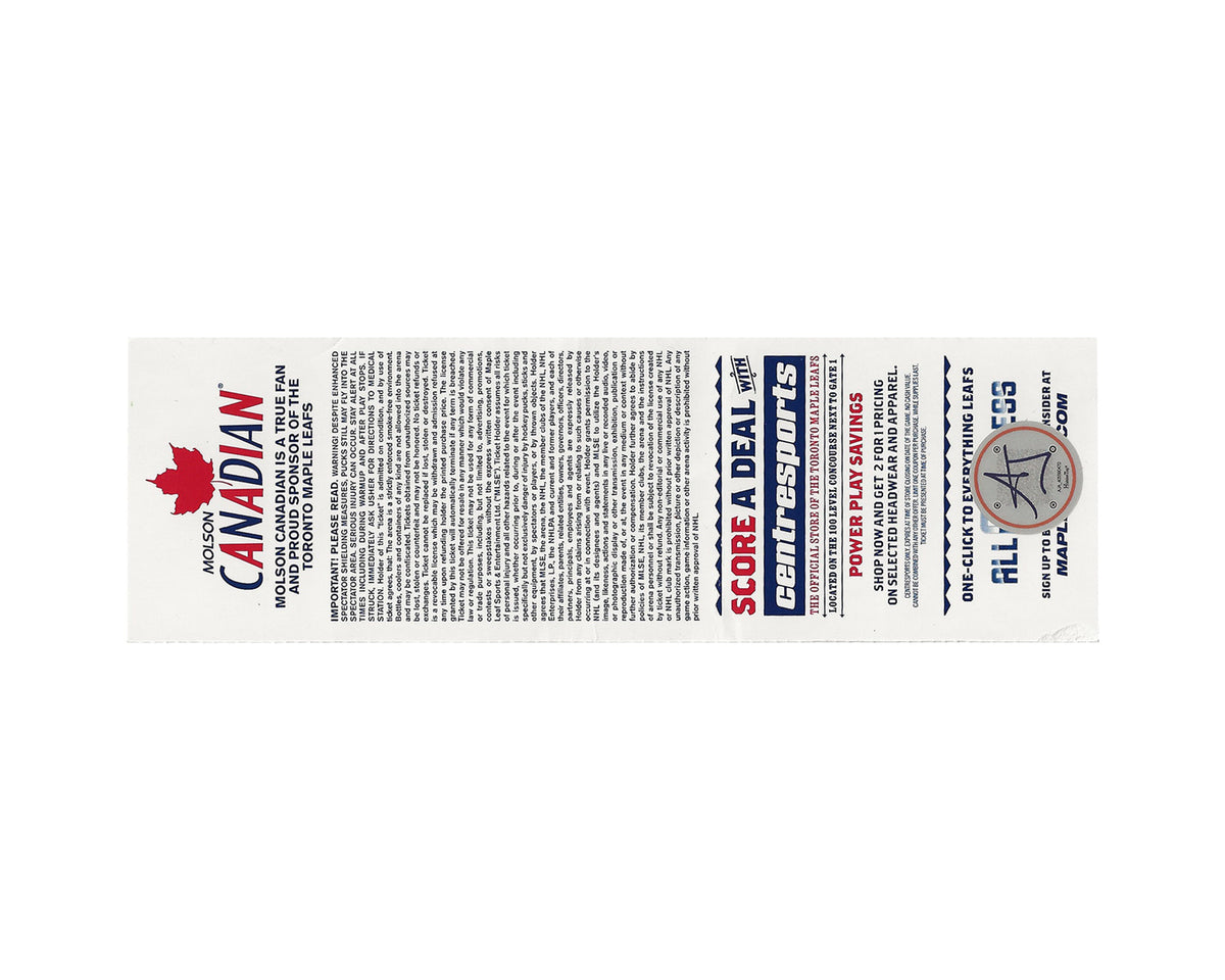 Steve Yzerman Autographed Toronto Maple Leafs Hall of Fame Induction Night Ticket Stub