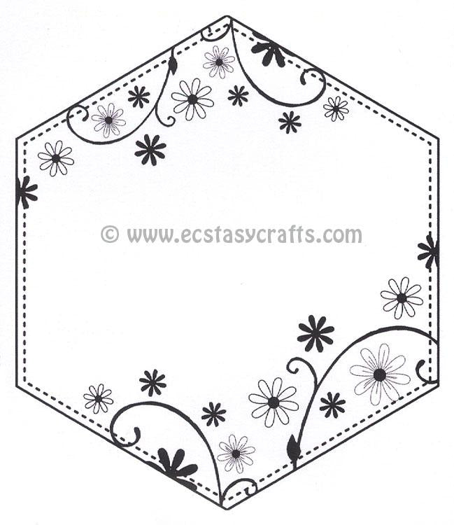 Creative Expressions: Dainty Daisies Large Stitched Hexagon Frame Pre Cut Stamp-1