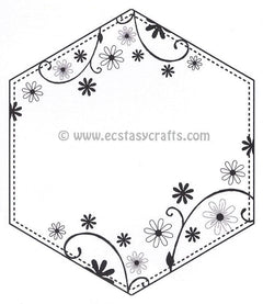 Creative Expressions: Dainty Daisies Large Stitched Hexagon Frame Pre Cut Stamp-1