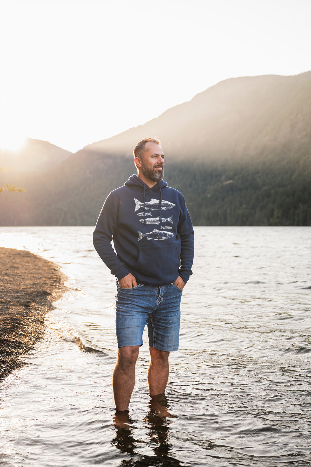 SALMON - Unisex Eco Hoodie - Navy-1