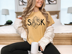 SASK Diamond Line Art Unisex T-shirt | Saskatchewan Clothing-5