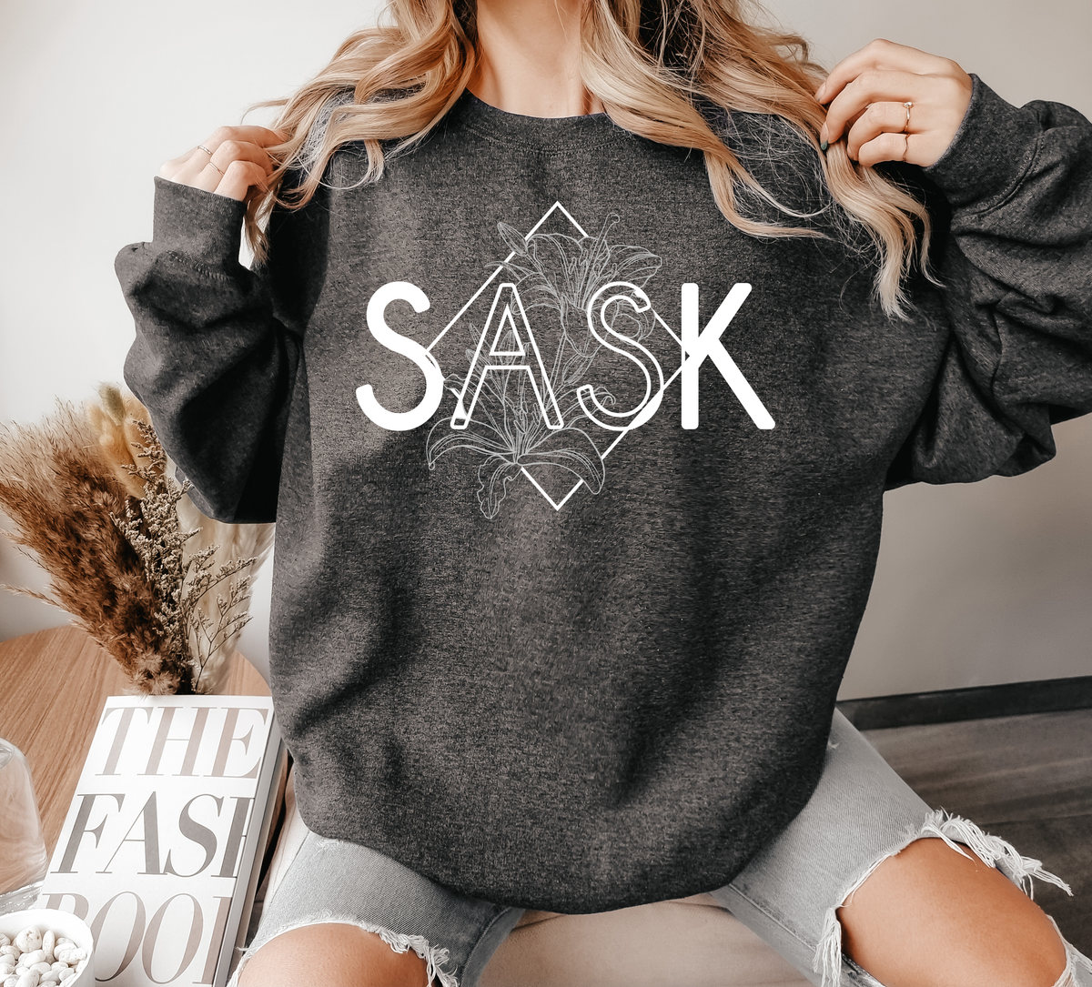 SASK Diamond Line Art Unisex Crewneck | Prairie Apparel | Sask Clothing-2