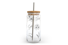 Sask Pattern Glass Can with Bamboo Lid-1