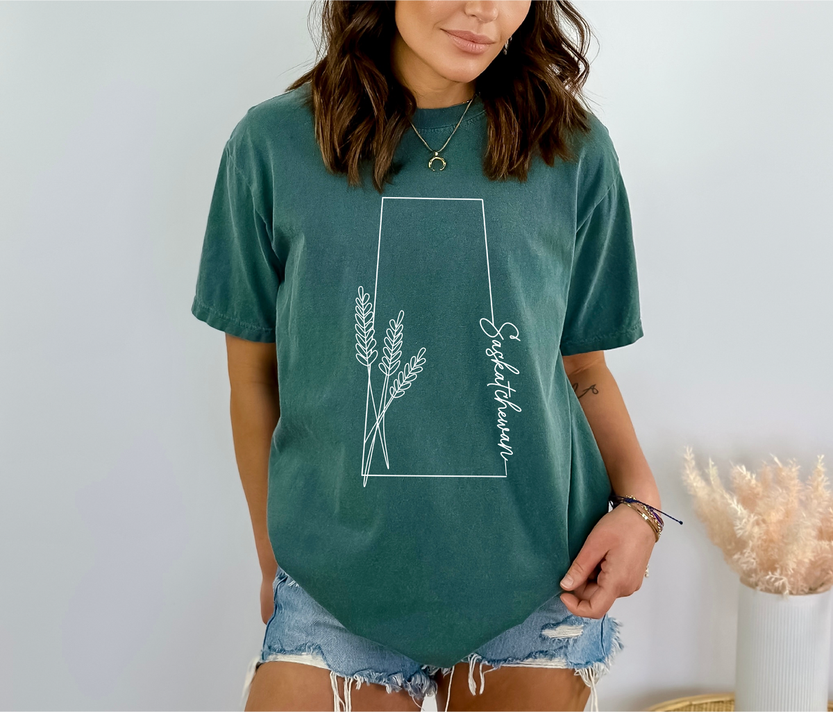 Saskatchewan Line Art Unisex T-shirt-1