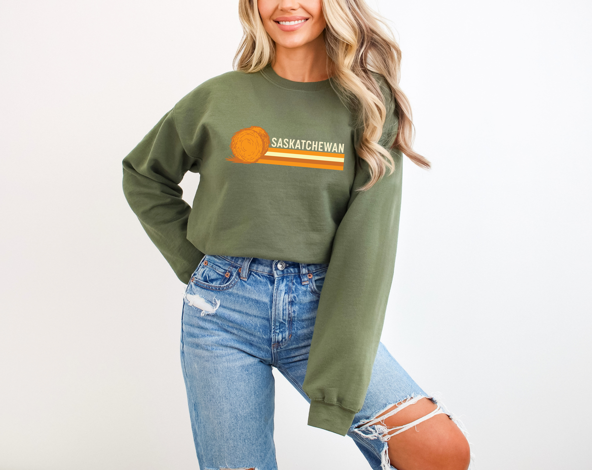 Saskatchewan 70s Retro Unisex Crewneck Sweatshirt | Sask Clothing-2