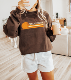 Saskatchewan 70s Retro Unisex Crewneck Sweatshirt | Sask Clothing-1