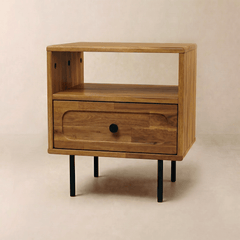 Mesa de noche de madera maciza Savana de un cajón-1