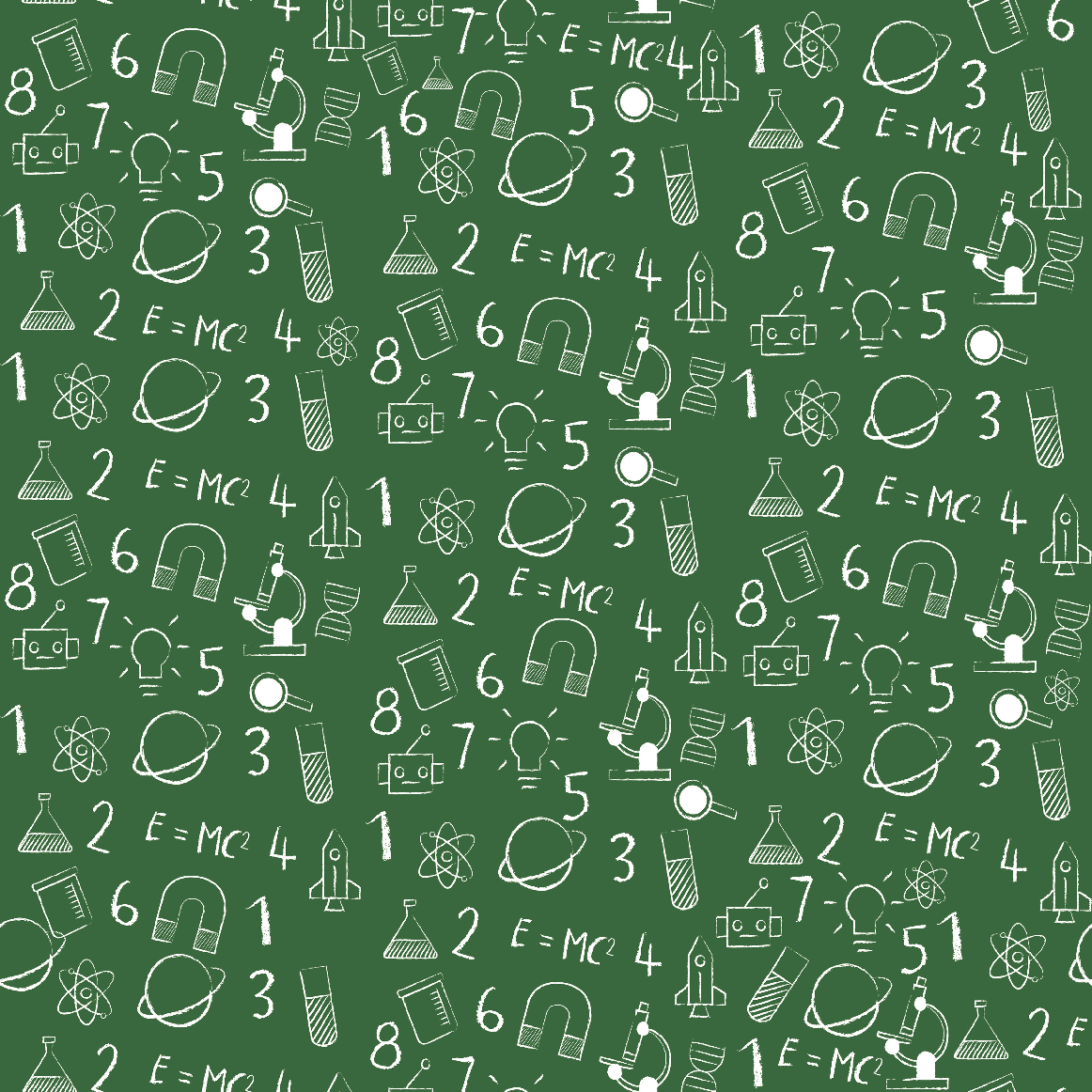 Back to School - Science Pattern in Green Background Prints Adhesive Vinyl-1