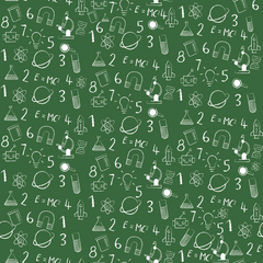 Back to School - Science Pattern in Green Background Prints Adhesive Vinyl-1
