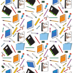 Back to School - School Supplies in White Background Prints Adhesive Vinyl-1