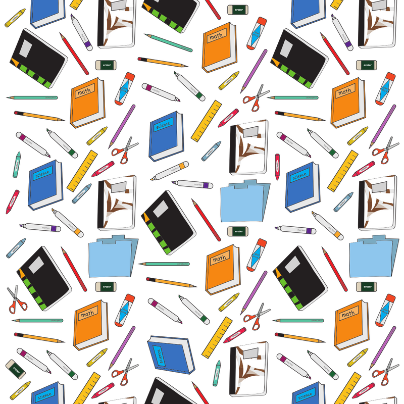 Back to School - School Supplies in White Background Prints Adhesive Vinyl-1