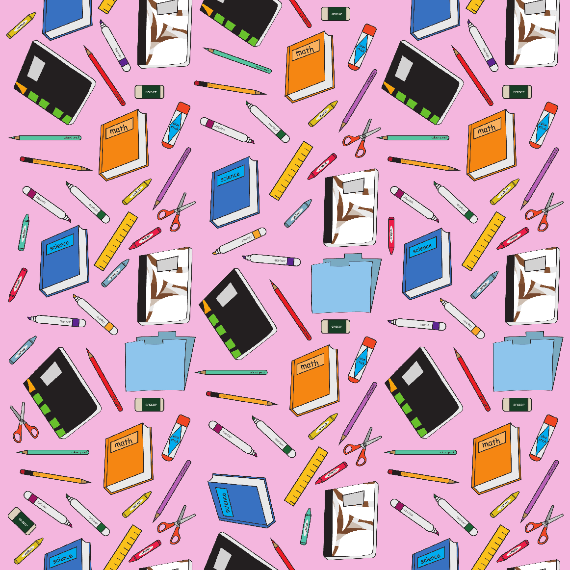Craft HTV  Back to School - School Supplies in Pink Background  Pattern-1