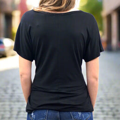 Scoop Neck Tee with Rhinestone-Embellished Headdress Design-2