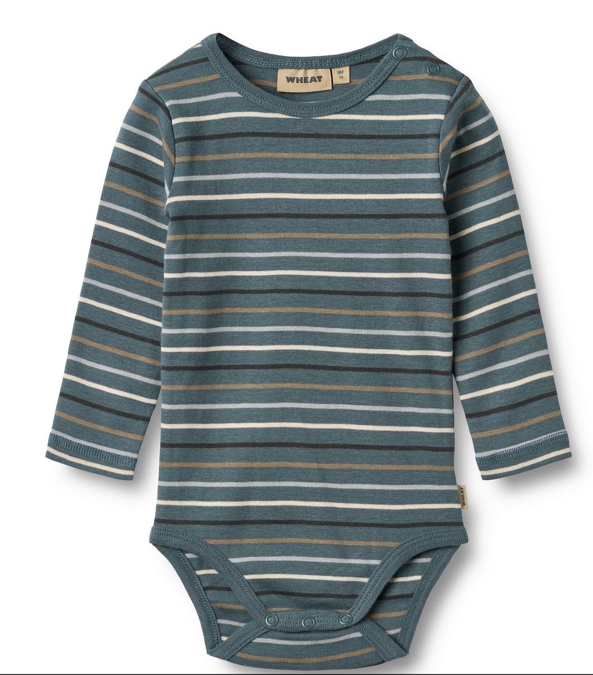 Long Sleeve Bodysuit Freddie | Blue Multi Stripe | Wheat Clothing-1