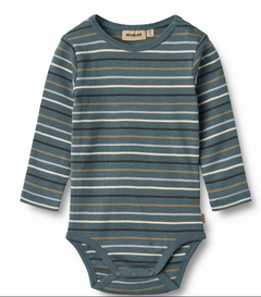 Long Sleeve Bodysuit Freddie | Blue Multi Stripe | Wheat Clothing-1