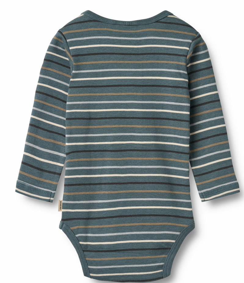 Long Sleeve Bodysuit Freddie | Blue Multi Stripe | Wheat Clothing-2