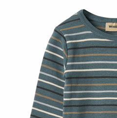 Long Sleeve Bodysuit Freddie | Blue Multi Stripe | Wheat Clothing-3