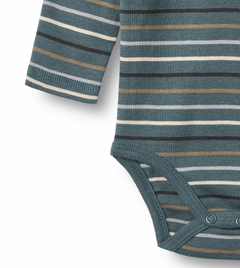 Long Sleeve Bodysuit Freddie | Blue Multi Stripe | Wheat Clothing-4