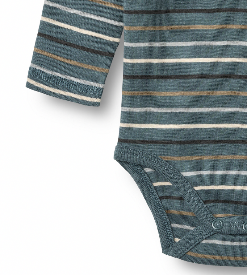 Long Sleeve Bodysuit Freddie | Blue Multi Stripe | Wheat Clothing-4