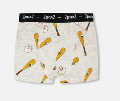 Organic Cotton Boxer | Grey Baseball Print | Deux Par Deux-1