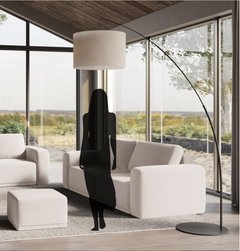 MOBY Extra Large Beige Linen Arc Floor Lamp for Living Room & Sofa-2