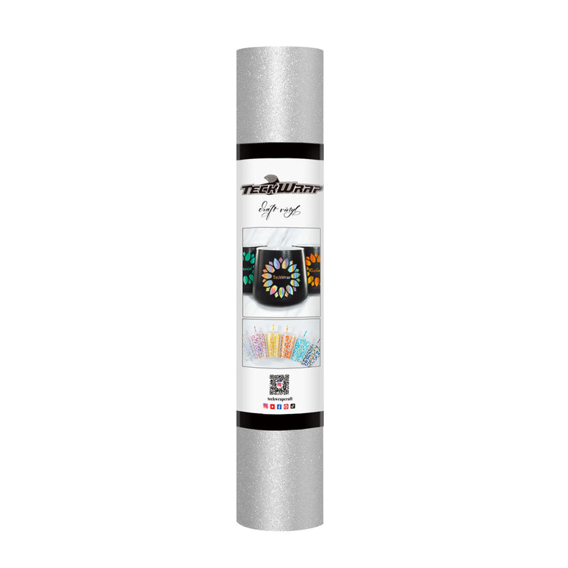 TeckWrap Glitter Adhesive Vinyl- Silver | Durable & Easy-to-Cut | Perfect for Craft Projects!-1