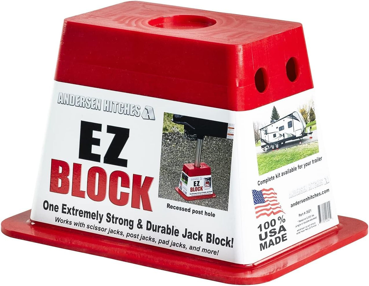 ANDERSEN HITCHES | RV Accessories | Single Trailer EZ Jack Block| Leveling System | RV Stabilizer Stands | Heavy Duty Camper Level for RVs | 3621-2