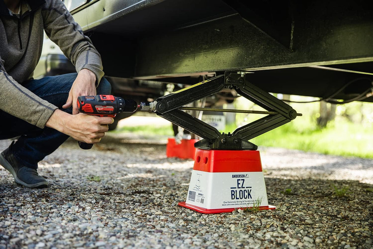 ANDERSEN HITCHES | RV Accessories | Single Trailer EZ Jack Block| Leveling System | RV Stabilizer Stands | Heavy Duty Camper Level for RVs | 3621-6