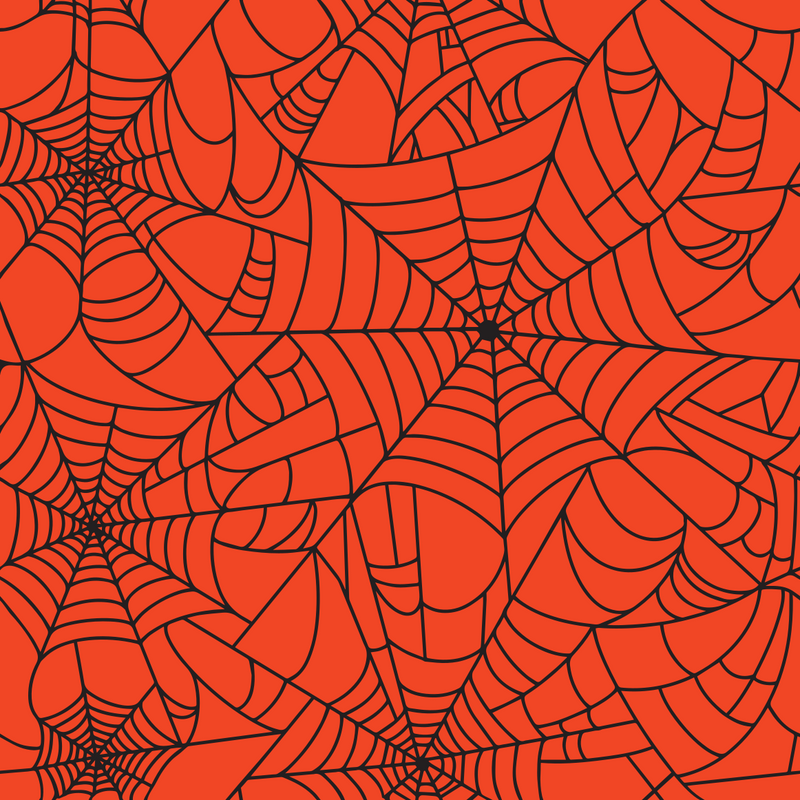 Halloween Black Spider Web on Orange Background Prints Adhesive Vinyl-1