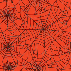 Craft HTV Halloween Black Spider Web on Orange Background Pattern-1
