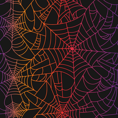 Halloween Rainbow Spider Web on Black Background Prints Adhesive Vinyl-1