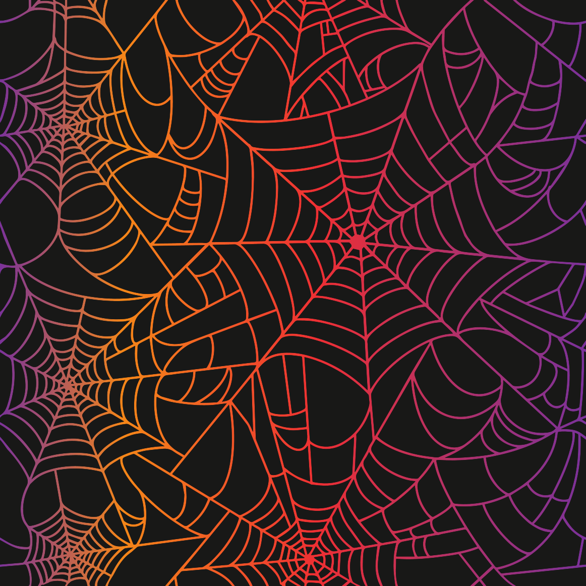Craft HTV Halloween Rainbow Spider Web on Black Background Pattern-1