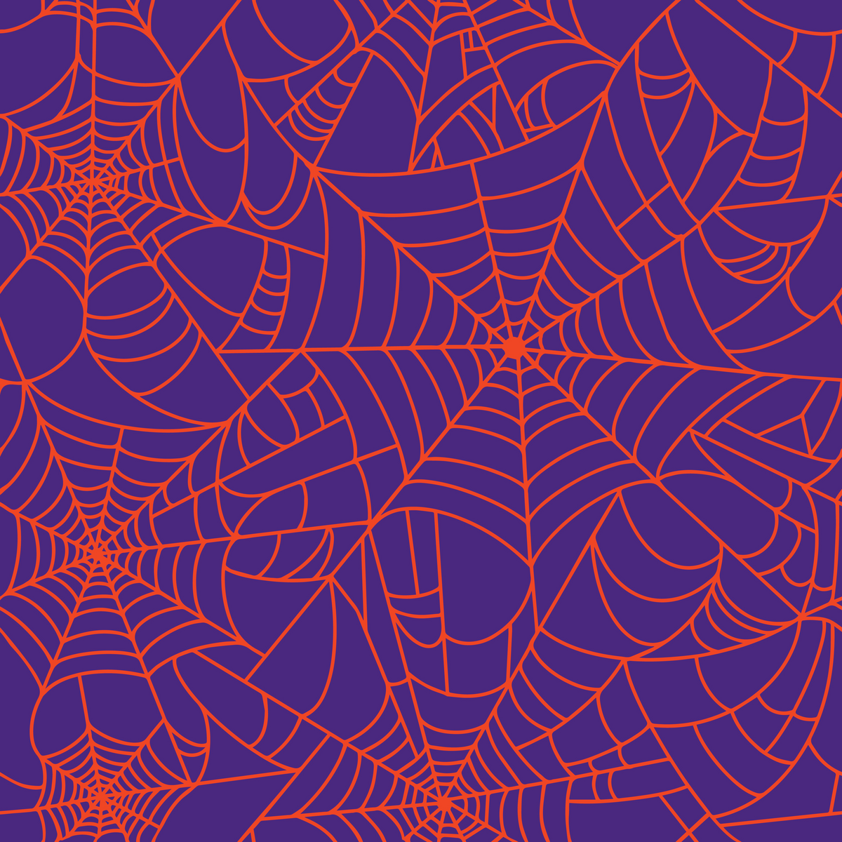 Craft HTV Halloween Orange Spider Web on Purple Background Pattern-1