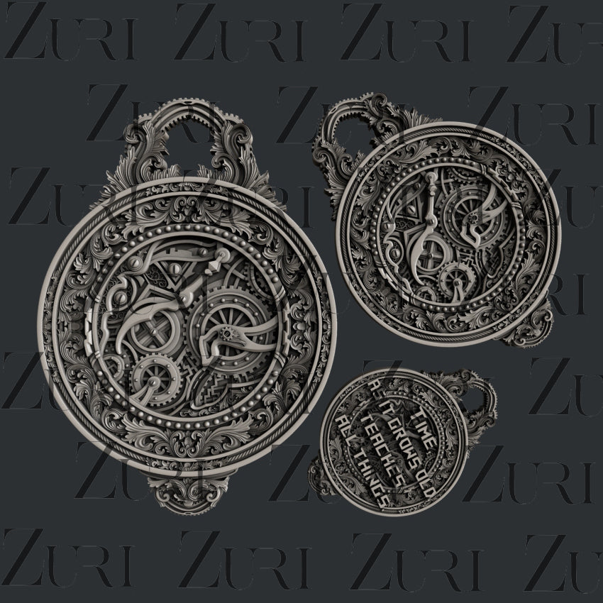 Zuri Designs Steampunk Pocket Watch Set 2-1