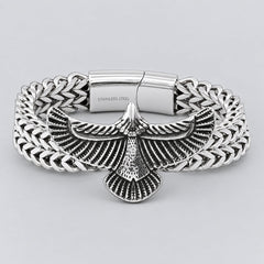 Steeltime Men's 2 Row Wheat Chain Eagle Bracelet | Stainless Steel-1