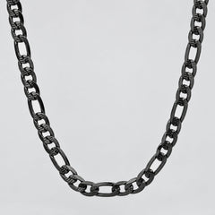 Steeltime Men's Figaro Chain Necklace | Black Ion Plated Stainless Steel-1