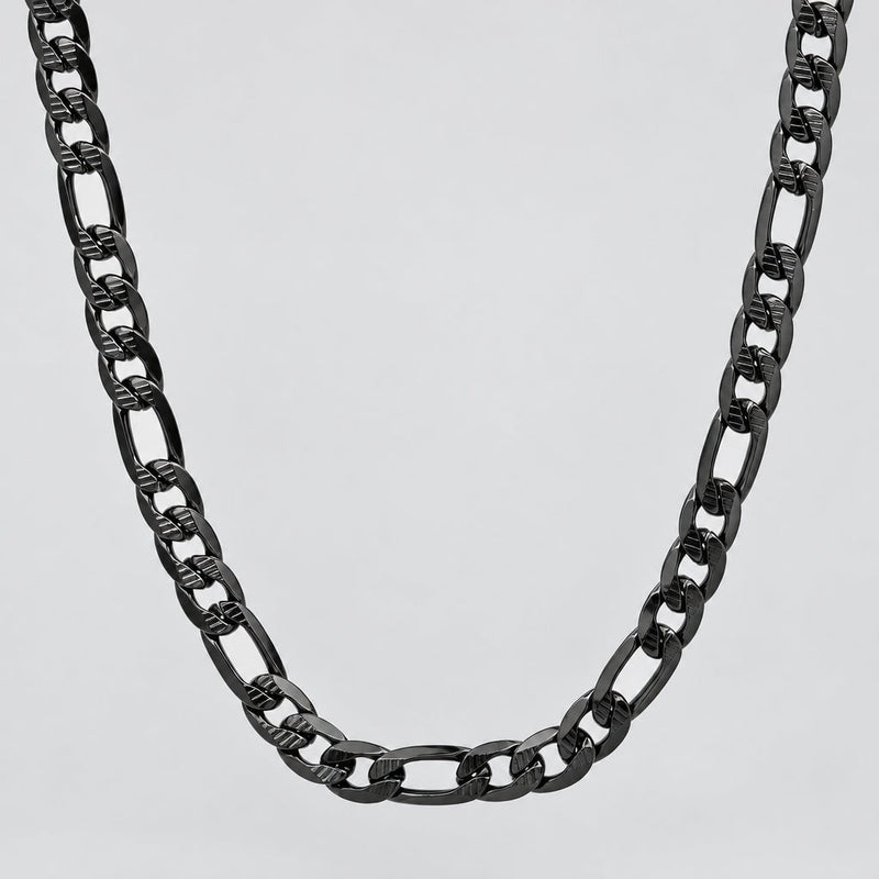 Steeltime Men's Figaro Chain Necklace | Black Ion Plated Stainless Steel-1