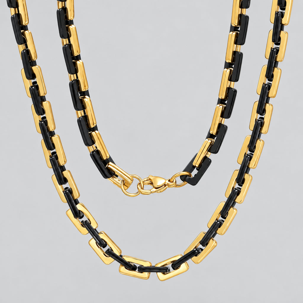 Steeltime Stainless Steel Square Rolo Chain Necklace