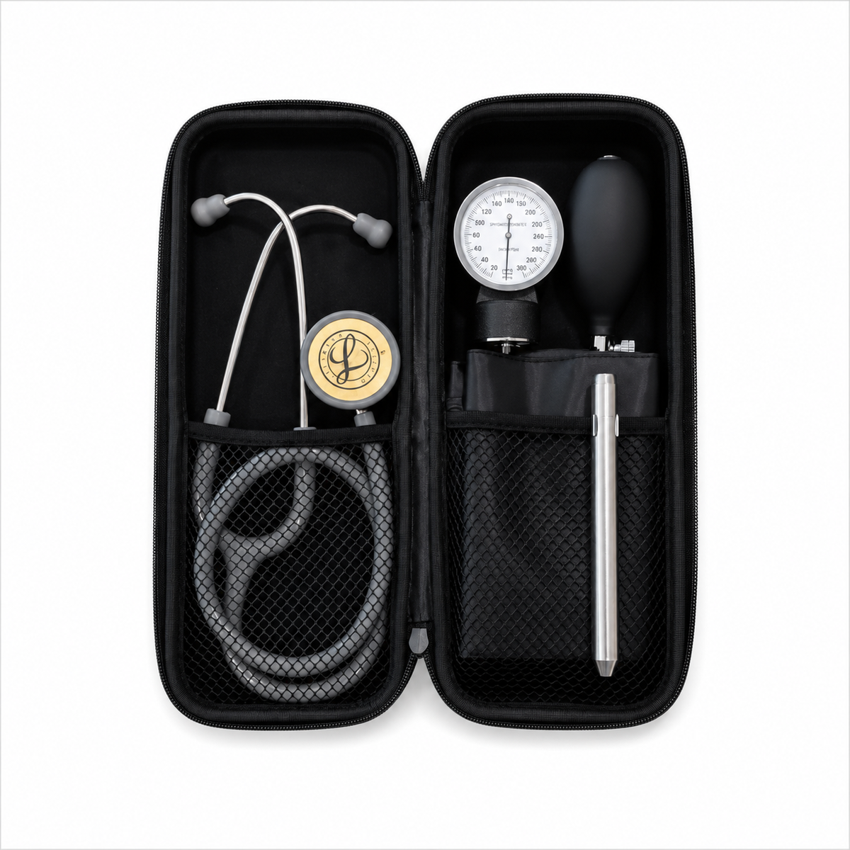Medical Diagnostic Kit with Littmann Stethoscope, Blood Pressure Cuff and Penlight, Black-2