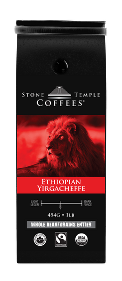 Ethiopian Yirgacheffe - Whole Bean, Medium Roast, Certified Organic OCIA/ Fairtrade Coffee 1lb/454g-2