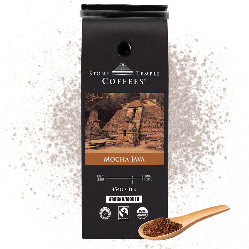 Mocha Java - Ground, Medium Roast, Certified Organic OCIA/ Fairtrade Coffee 1lb/454g-1