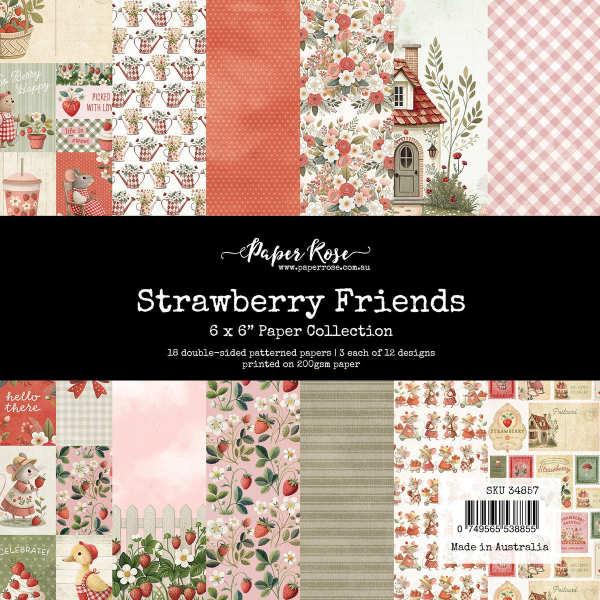 Collection de papiers "Amis Fraises" 6x6 34857-1